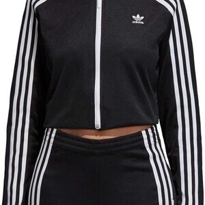 Adidas Black and White Cropped Hoodie